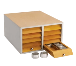 Wooden Storage Cabinet With Aluminium Tins