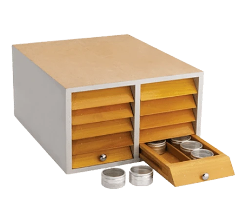 Wooden Storage Cabinet With Aluminium Tins