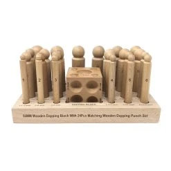 Anchor Wooden Dapping Set, 24 Punches & Doming Block