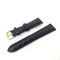 Hadley Roma Watch Strap – Black Leather Alligator Grain Effect