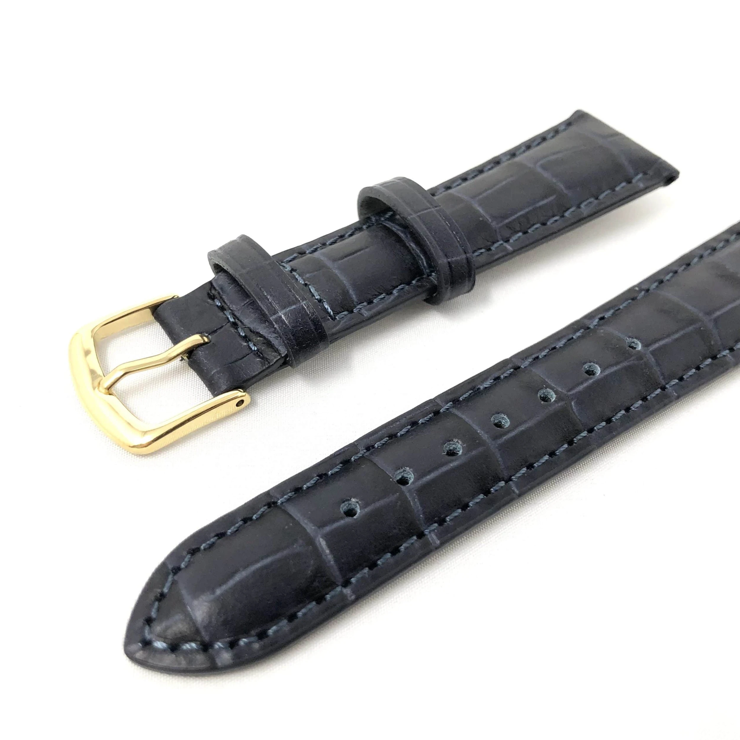 Hadley Roma Watch Strap – Black Leather Alligator Grain Effect - Image 2