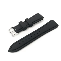 Hadley Roma Watch Strap – Black Silicone With Stitched Detail