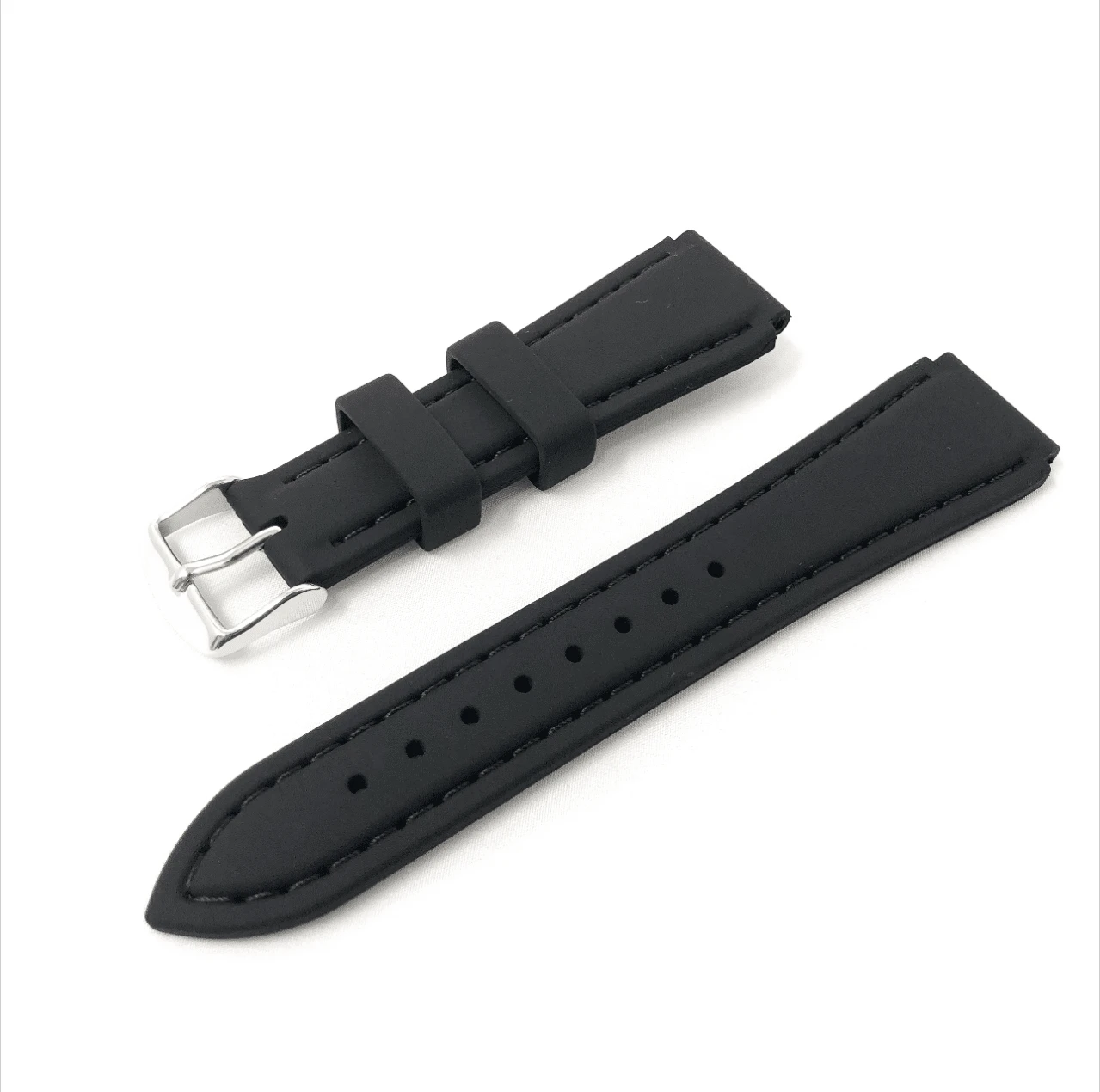 Hadley Roma Watch Strap – Black Silicone With Stitched Detail